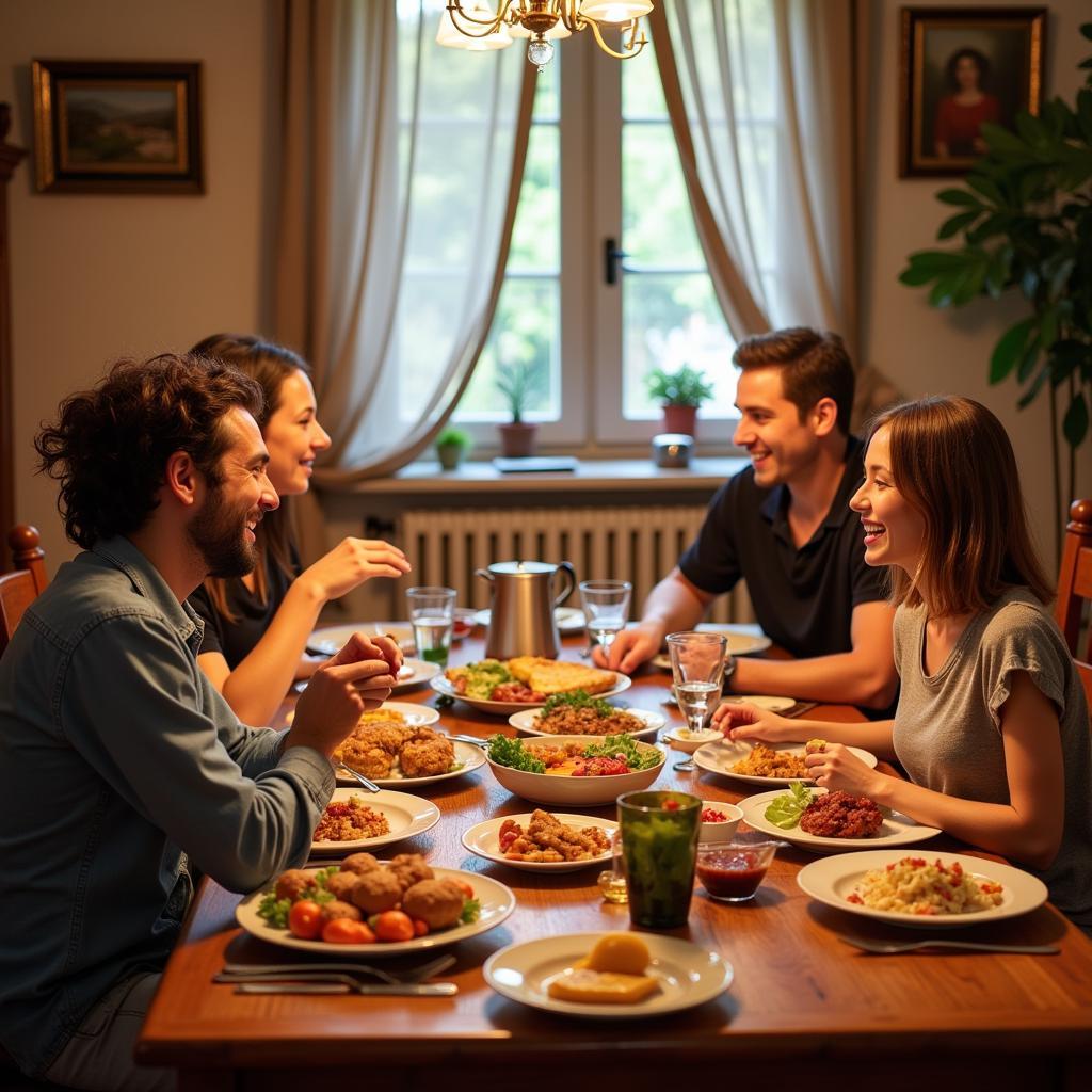 Enjoying a Traditional Spanish Family Dinner During Your Homestay