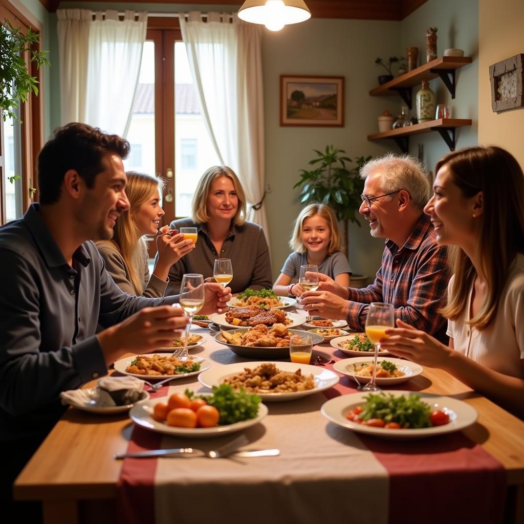 Spanish Family Dinner at a Homestay