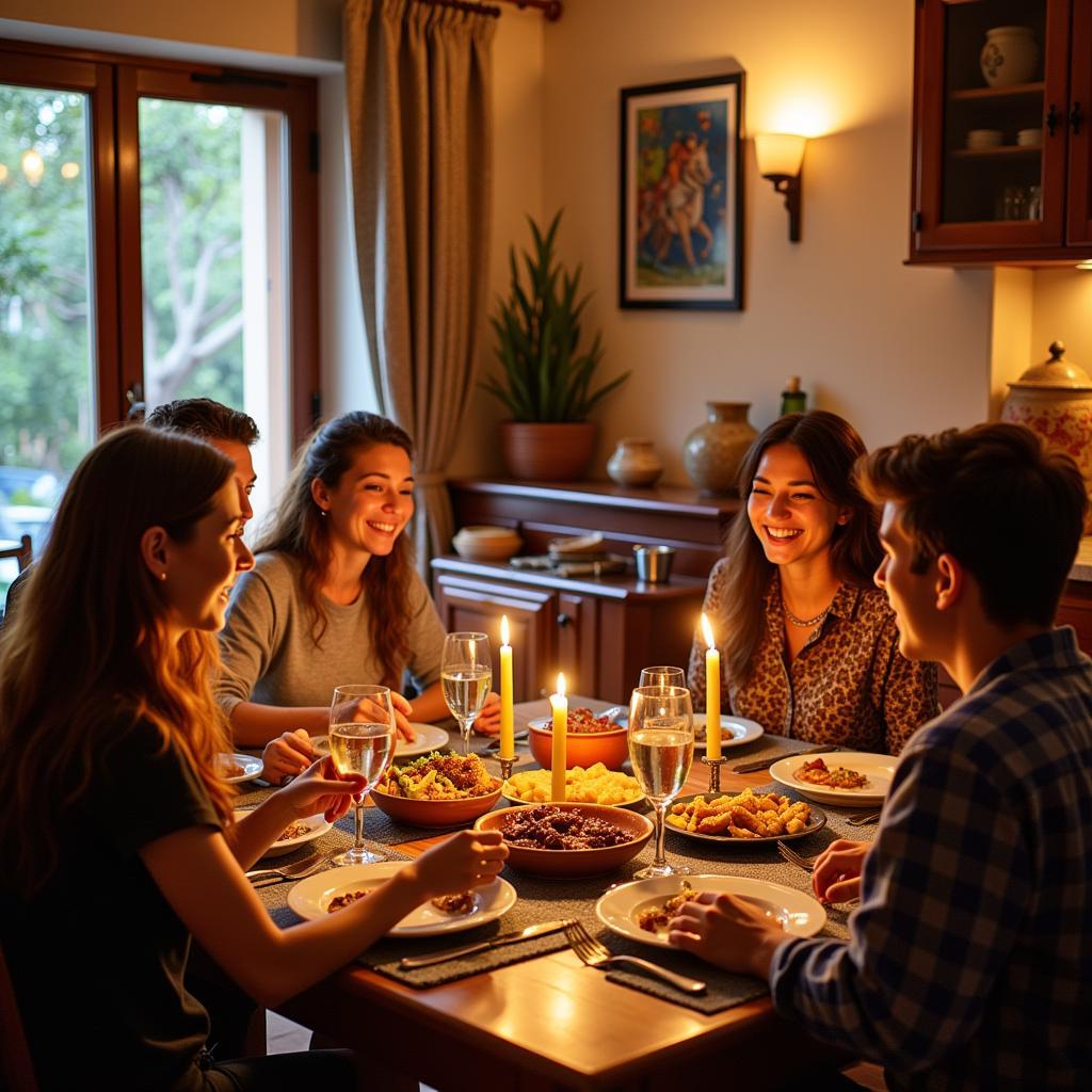 Spanish Family Dinner at Homestay near Preston