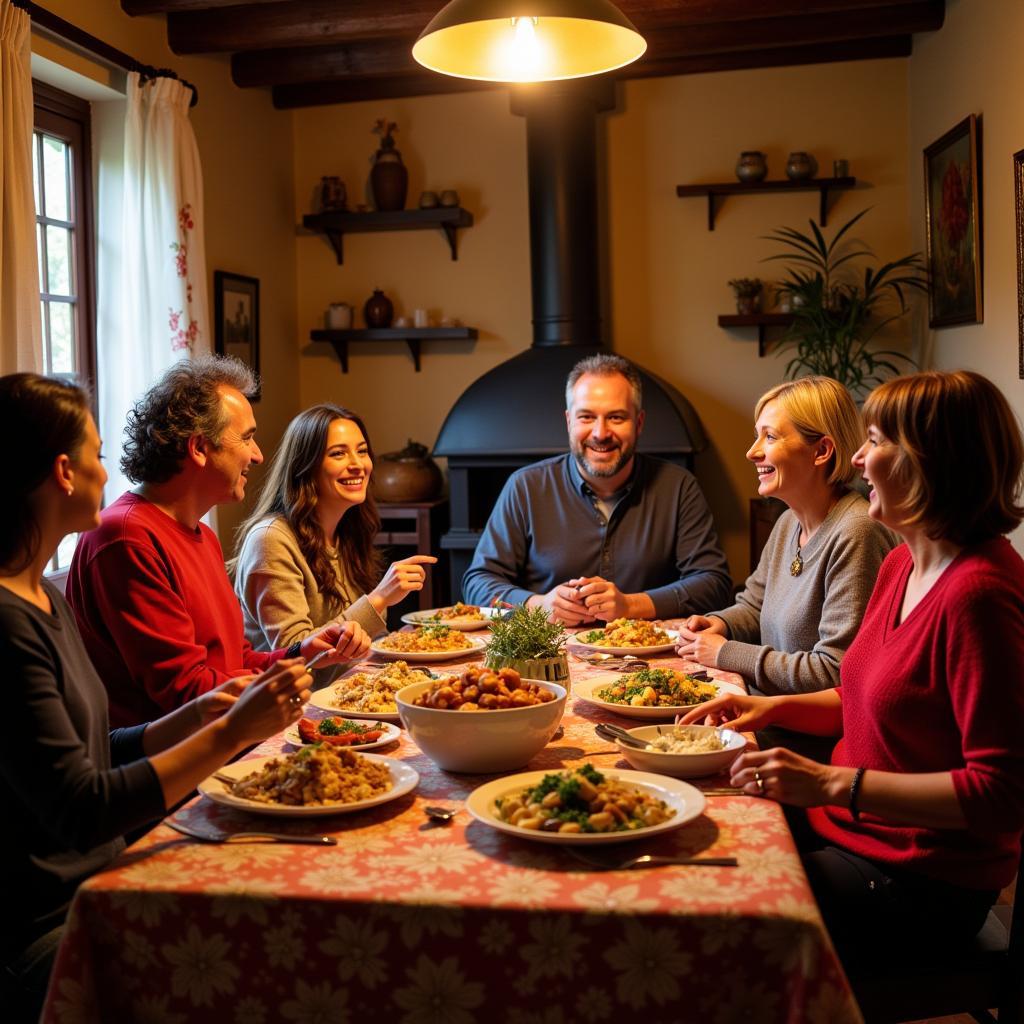 A warm and inviting Spanish family dinner at a homestay in Symphony Hills