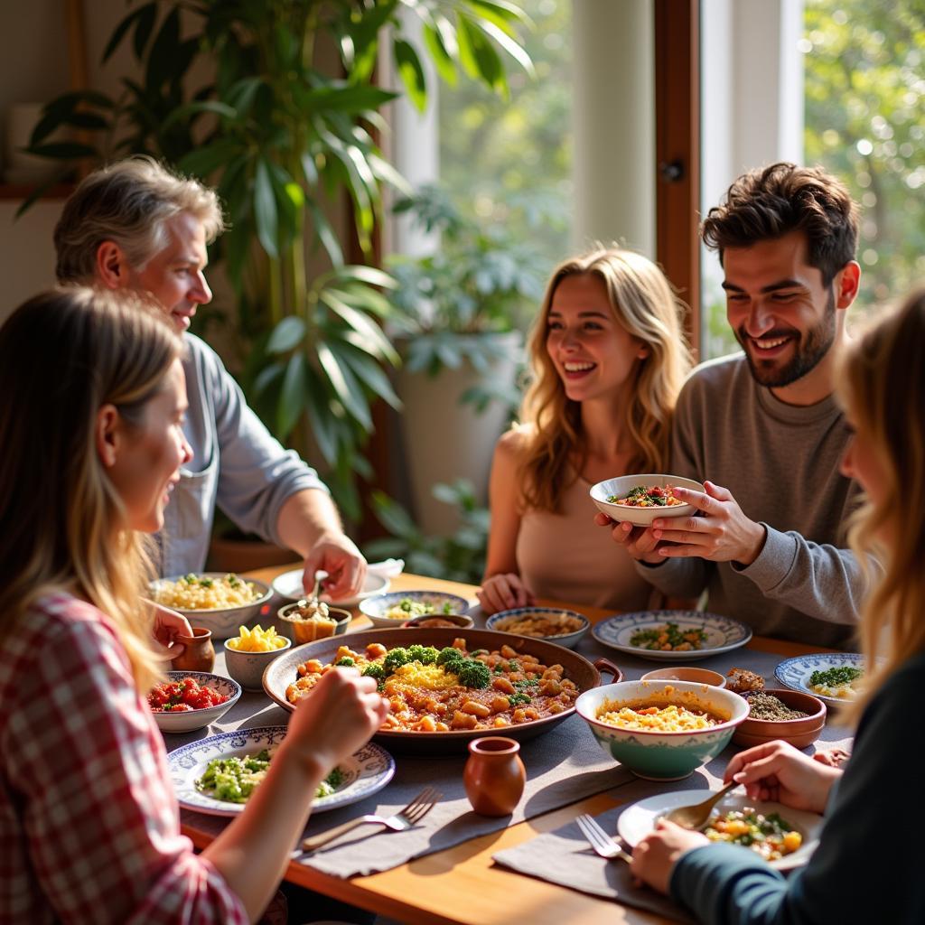 Spanish Family Dinner during a Language Exchange Homestay