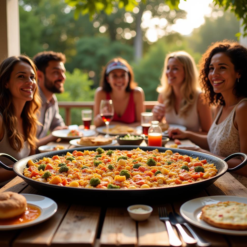 Spanish Family Enjoying Paella