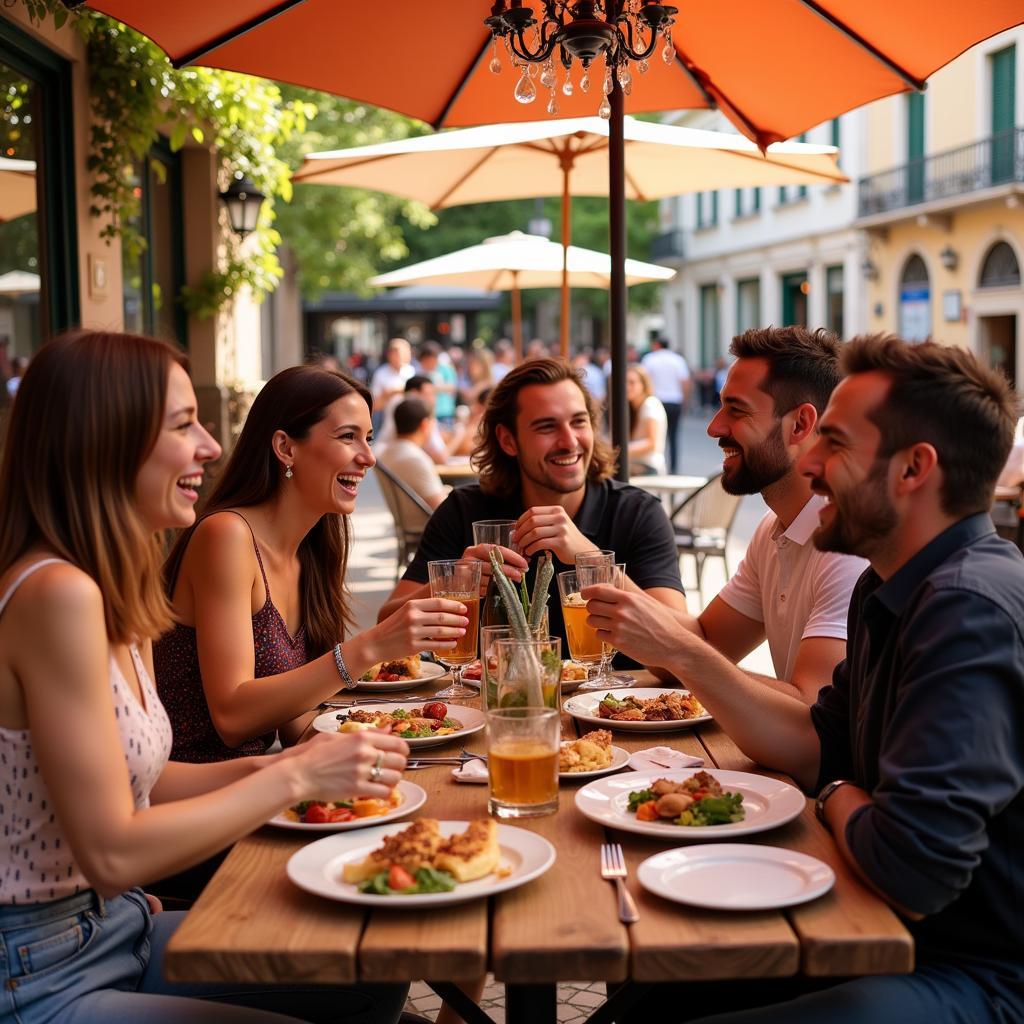 Sharing Tapas in a Spanish Plaza