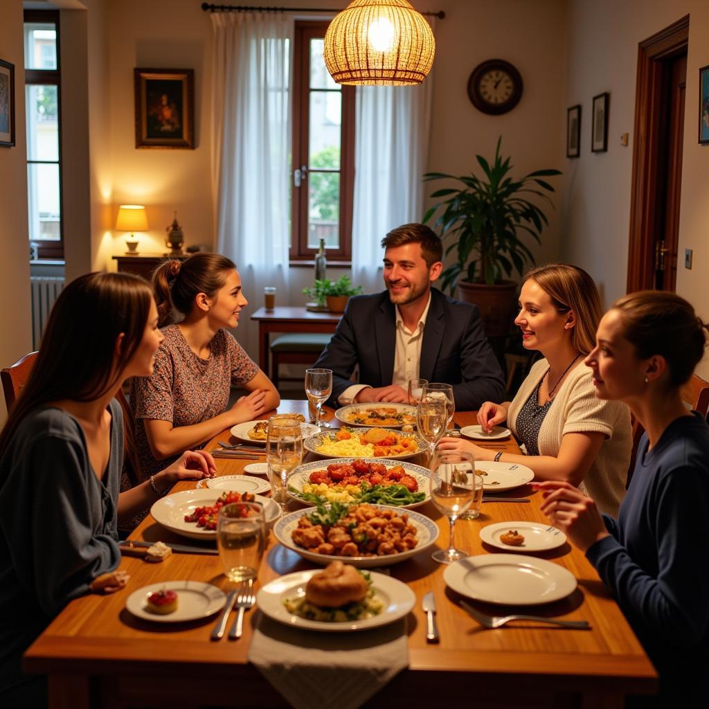 Family Dinner in a Spanish Homestay