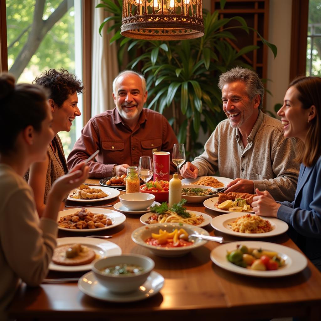 A Spanish Family Enjoying a Meal Together