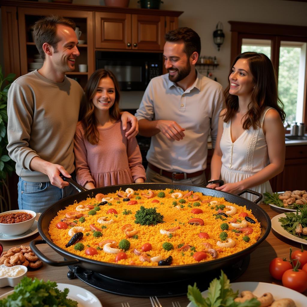 Spanish Family Preparing Paella