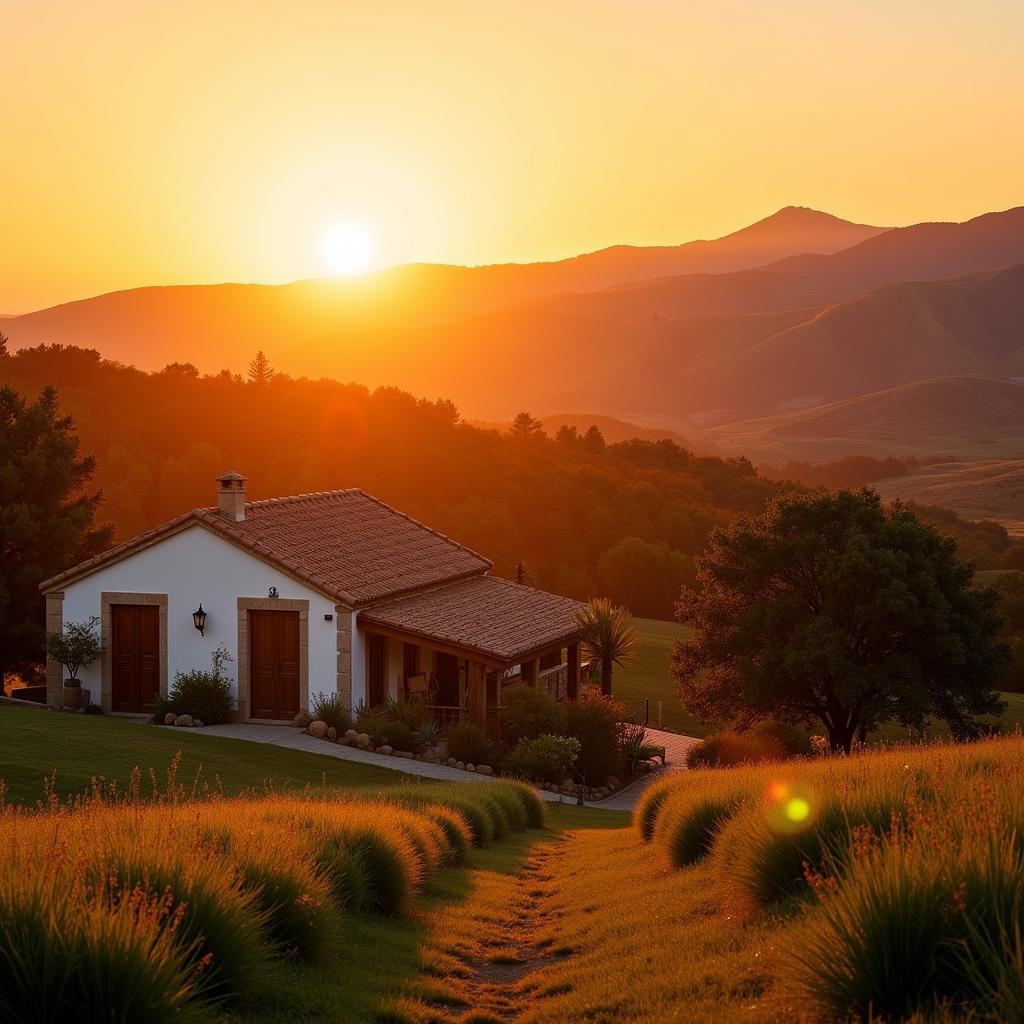 Sunrise over a Spanish farm stay