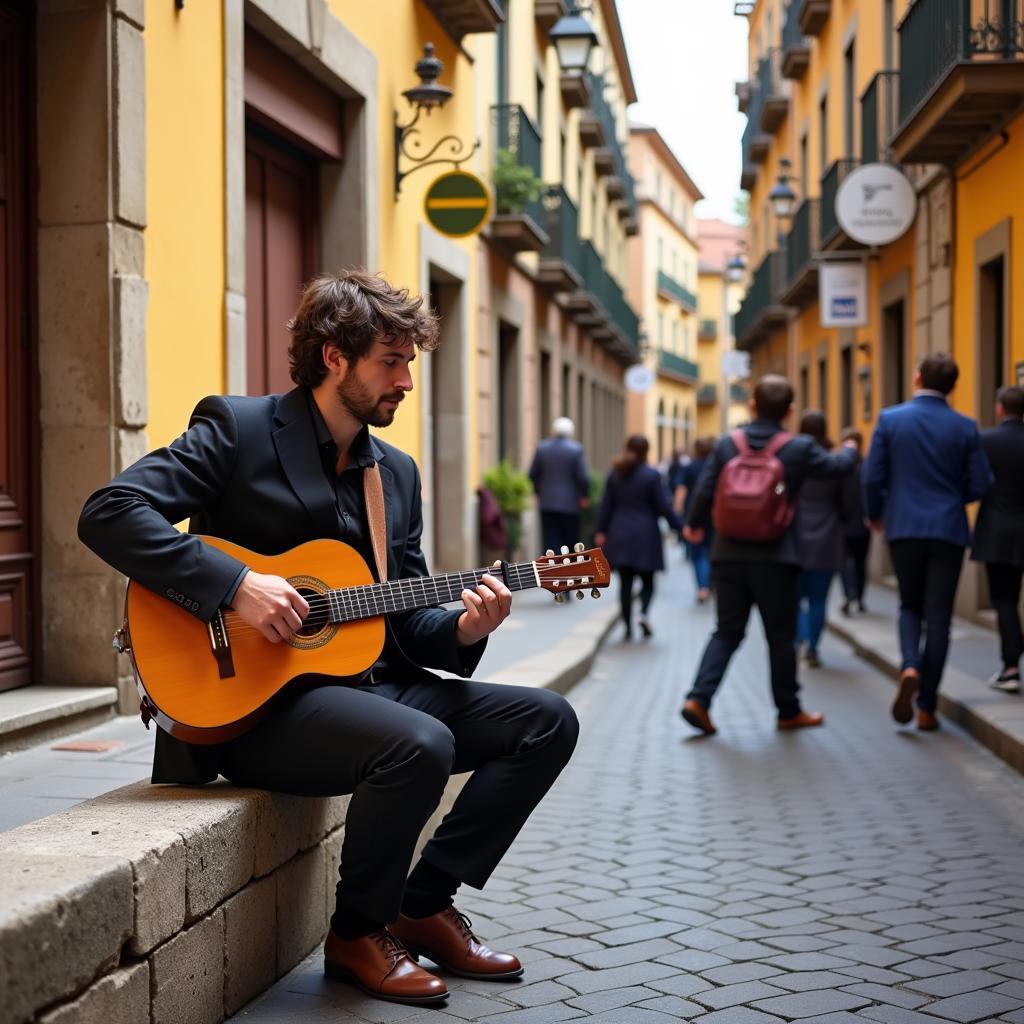 Spanish Guitarist Street Performance