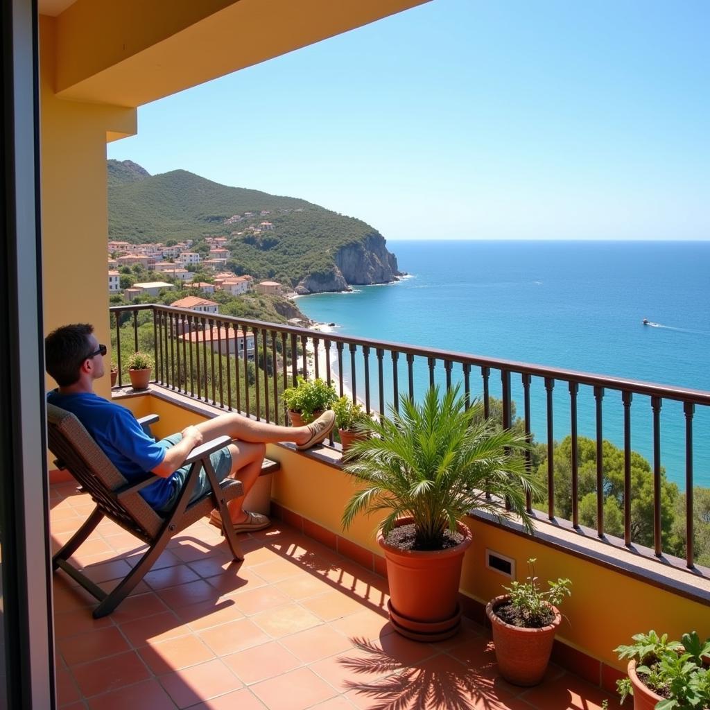 Relaxing in a Spanish homestay with a stunning coastal view