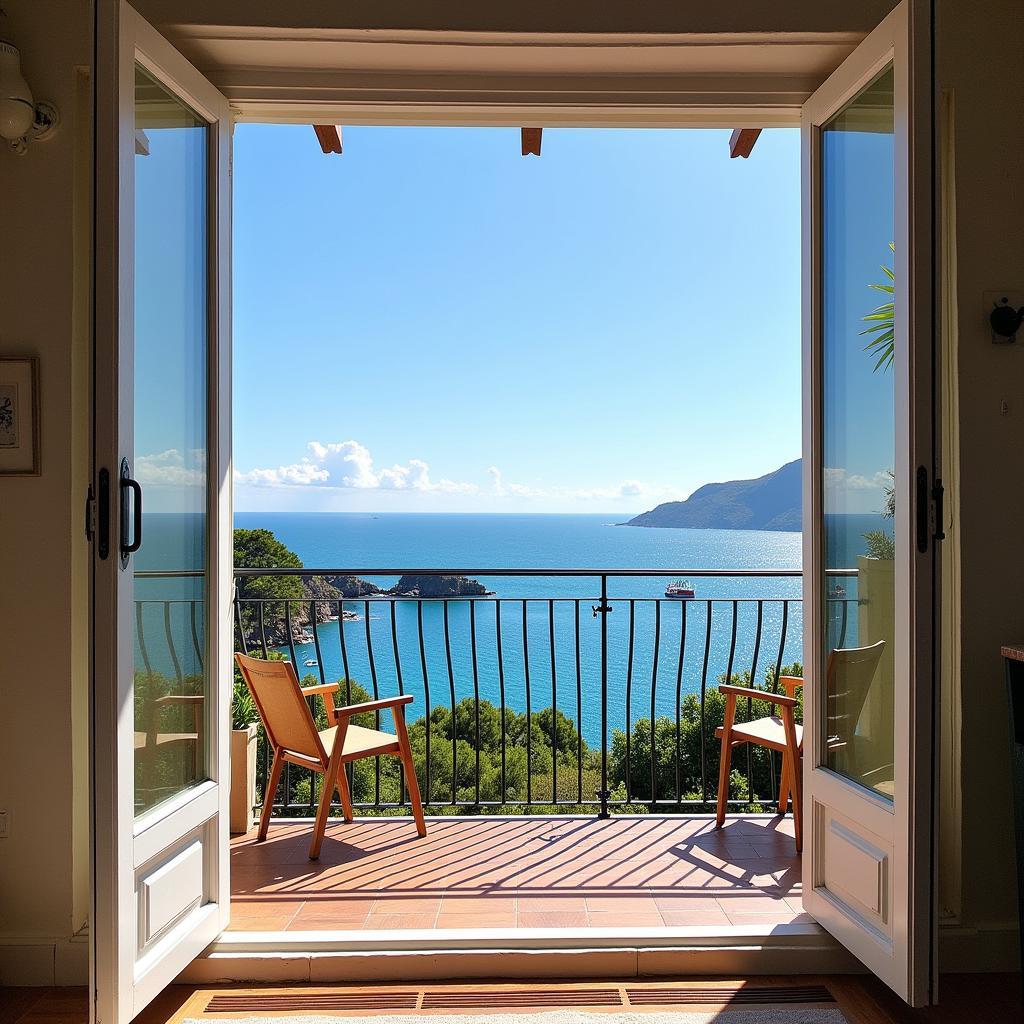 Enjoying the stunning coastal view from a Spanish homestay.