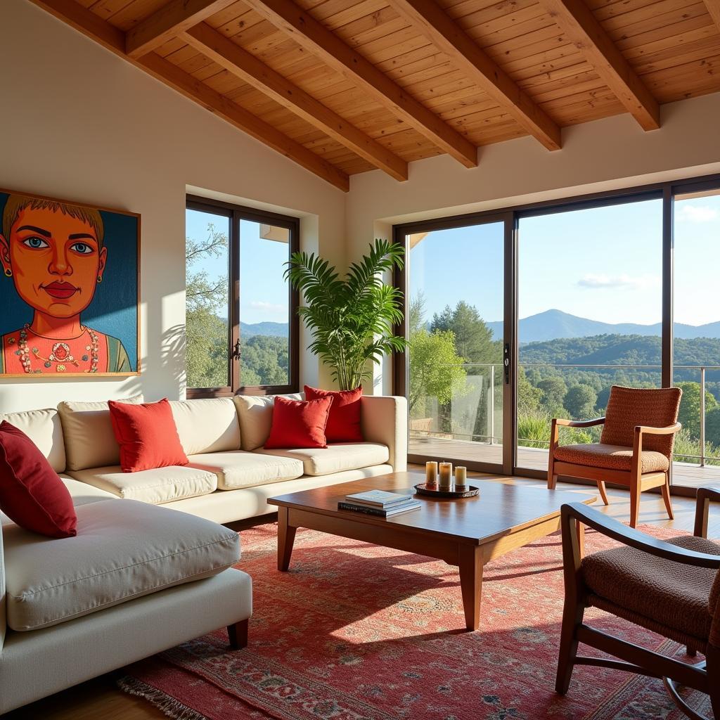 Cozy living room in a Spanish homestay