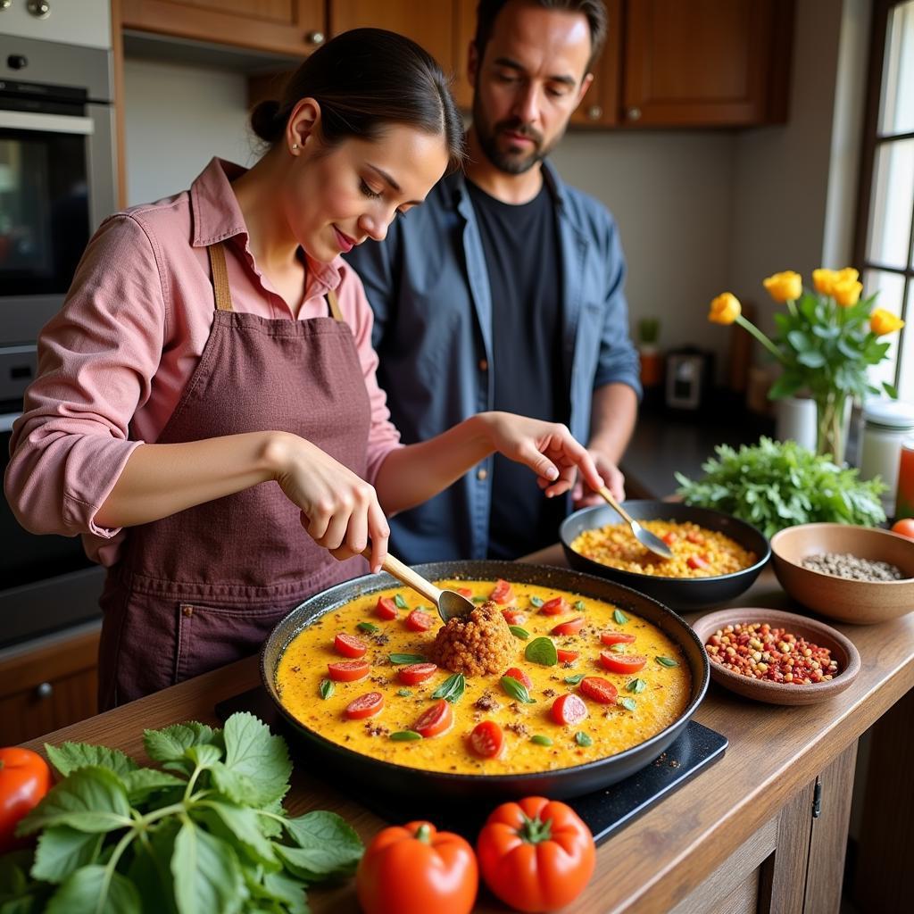 Learning to Cook Paella in a Spanish Homestay