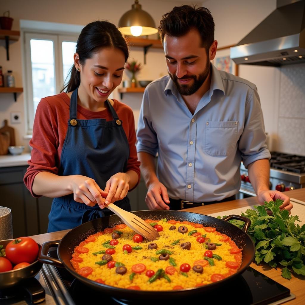 Learning to cook Paella in a Spanish homestay