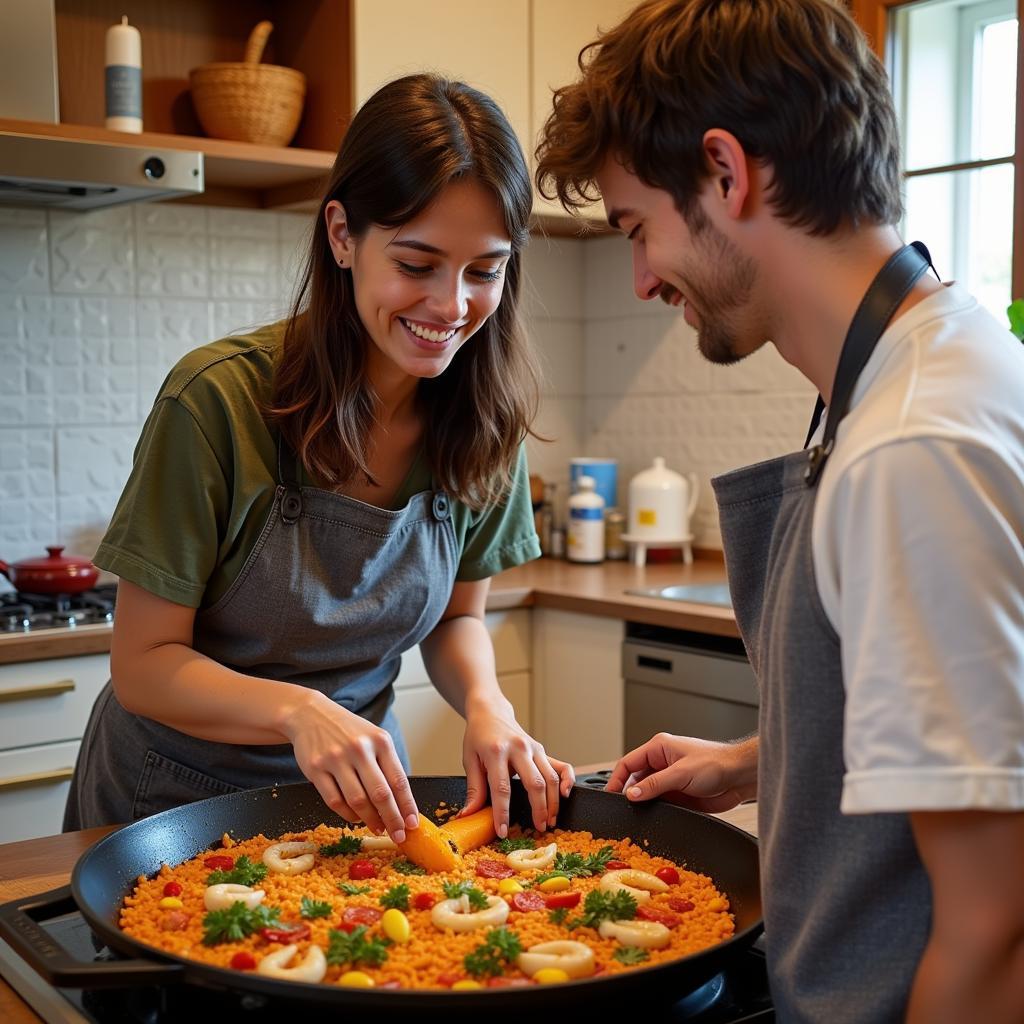 Learning to cook Paella in a Spanish homestay