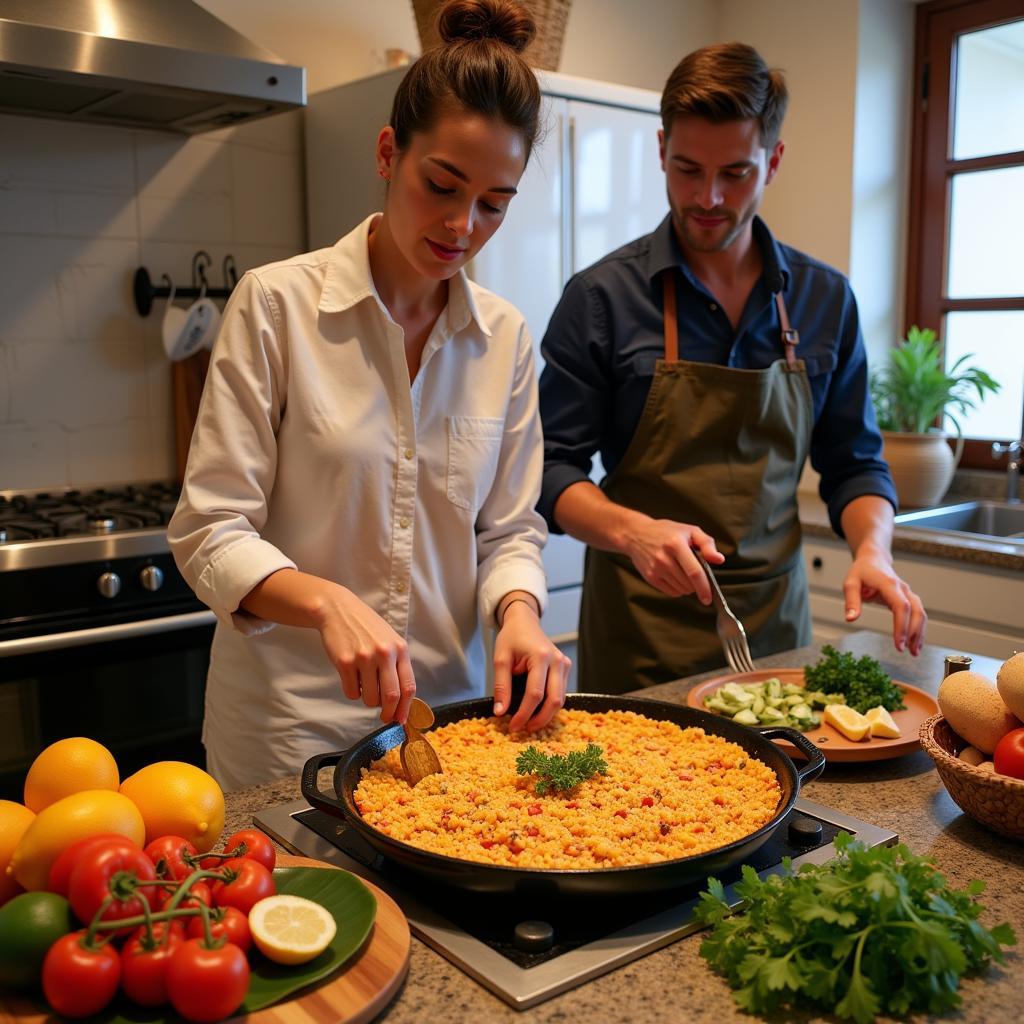 Learning to Make Paella in a Spanish Homestay