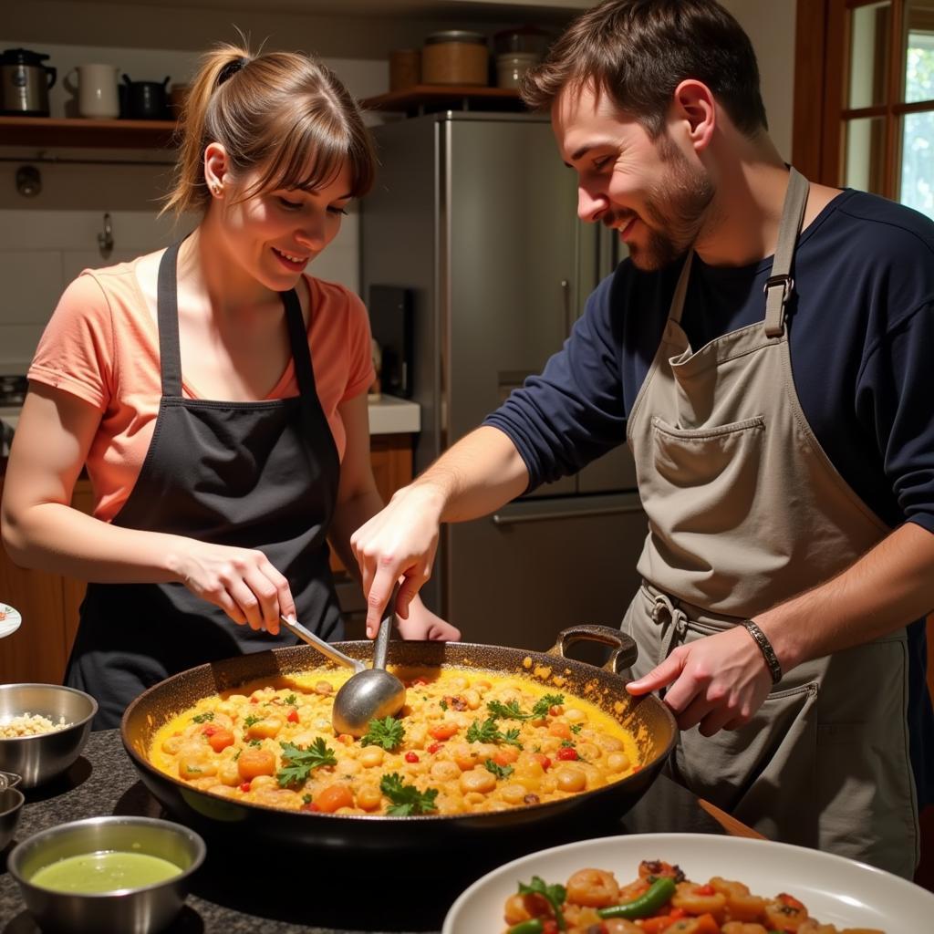 Learning to Cook Paella in a Spanish Homestay