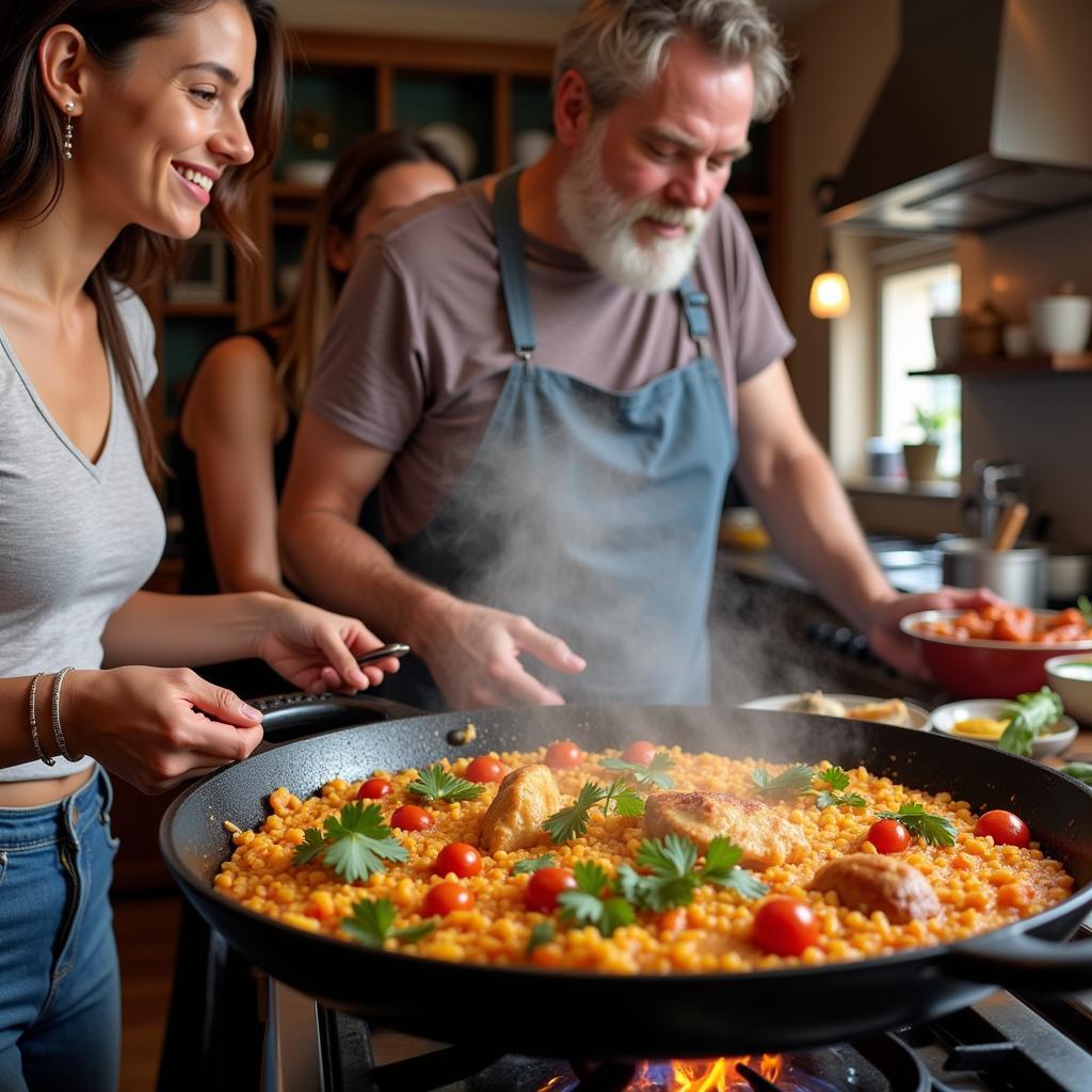 Learning to Cook Paella in a Spanish Homestay