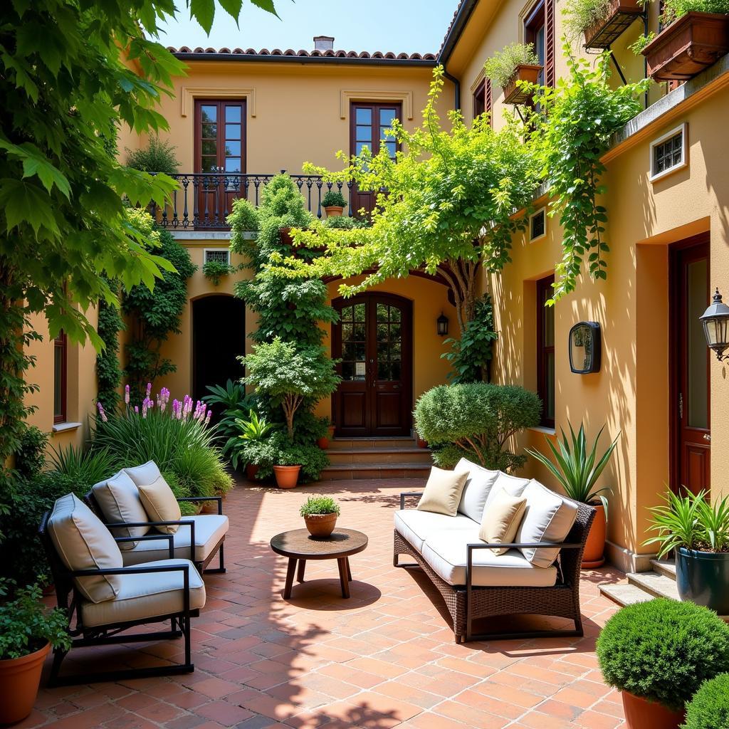 Tranquil Courtyard of a Spanish Homestay