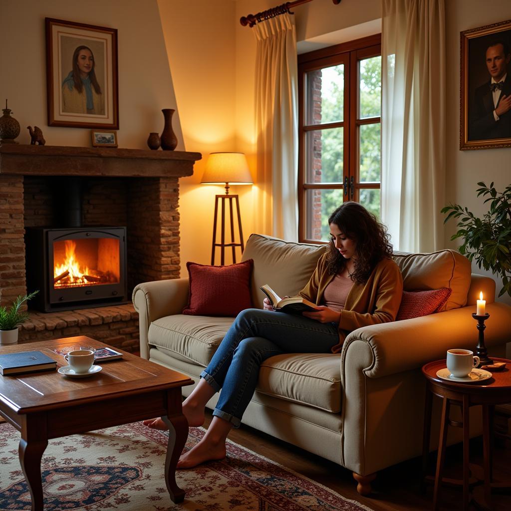 Relaxing in a Cozy Spanish Homestay Living Room