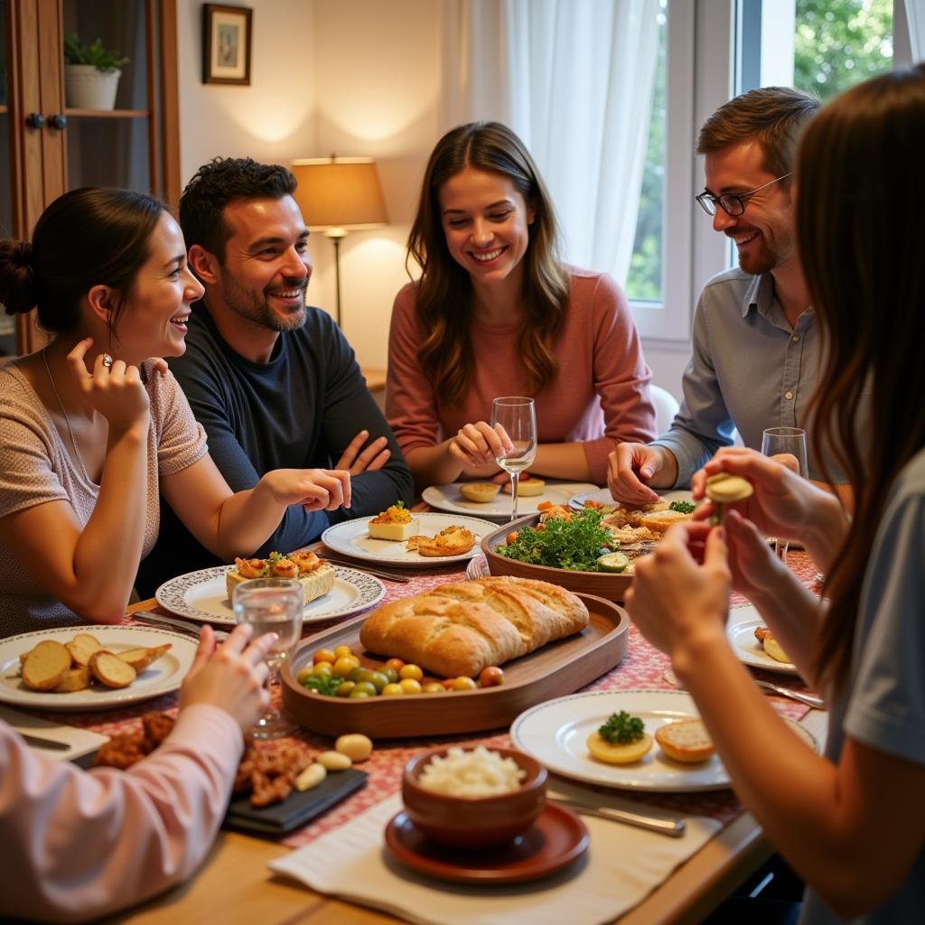 Sharing a Traditional Spanish Dinner with a Host Family