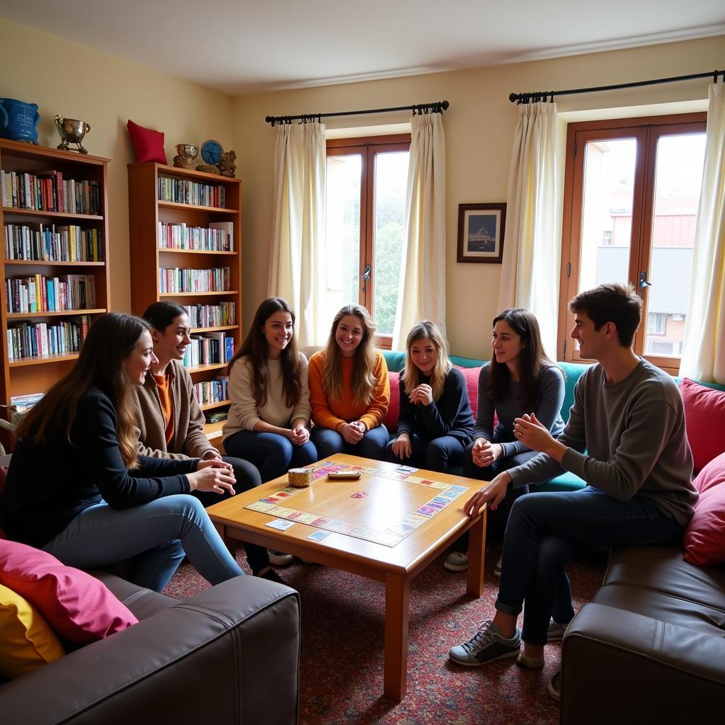 Lively Living Room in a Spanish Homestay Dorm