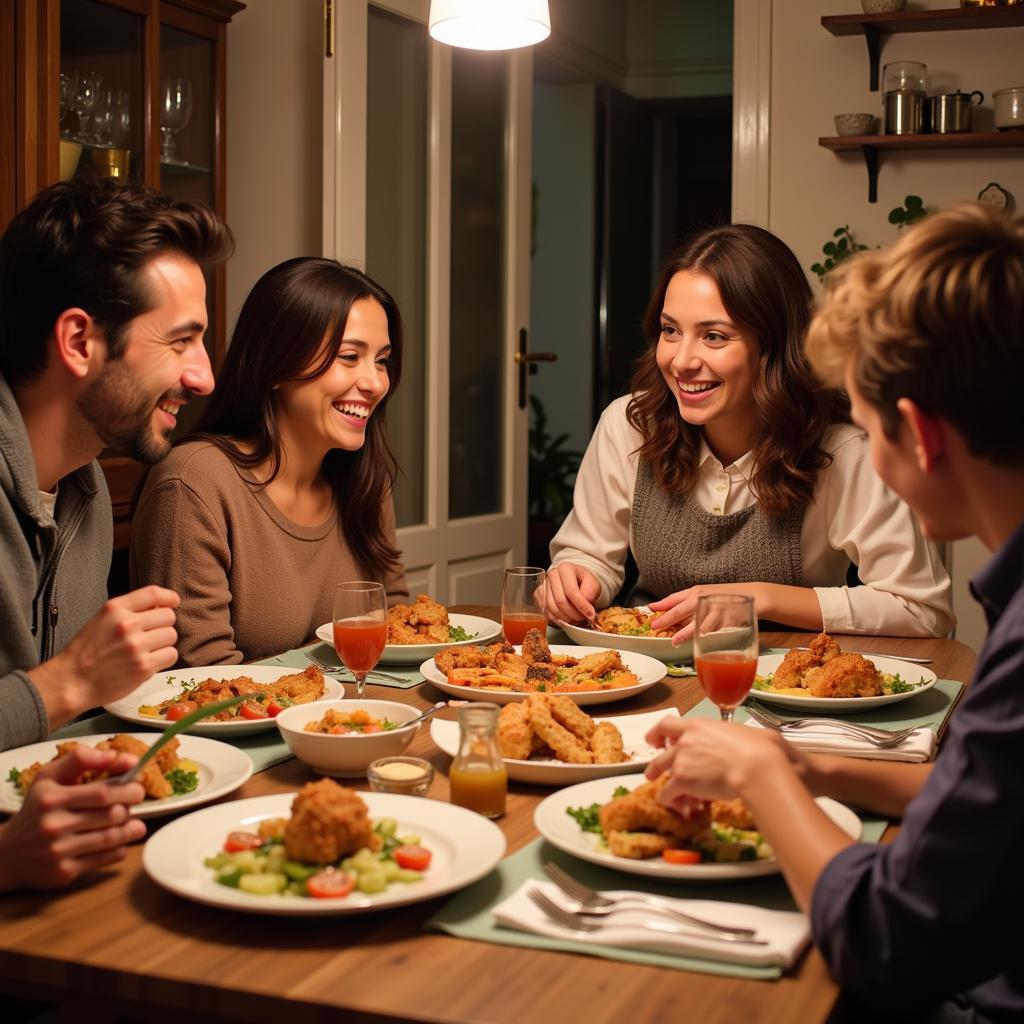 Family dinner in a Spanish homestay