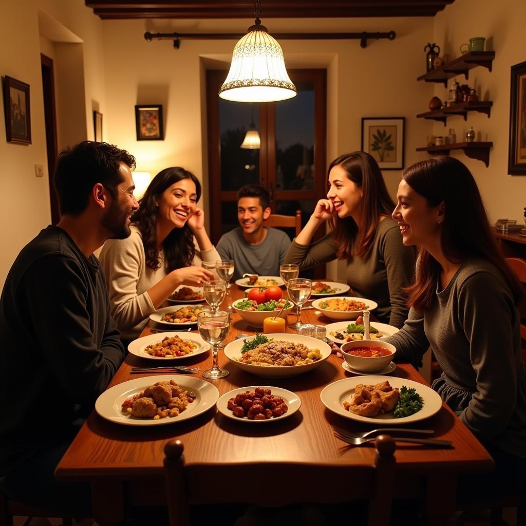 Family Dinner in a Spanish Homestay