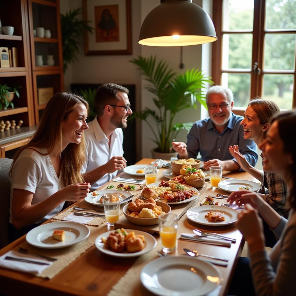 Enjoying a Traditional Spanish Dinner with a Host Family