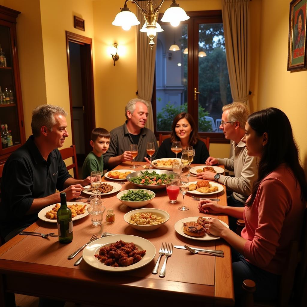 Family Dinner in a Spanish Homestay