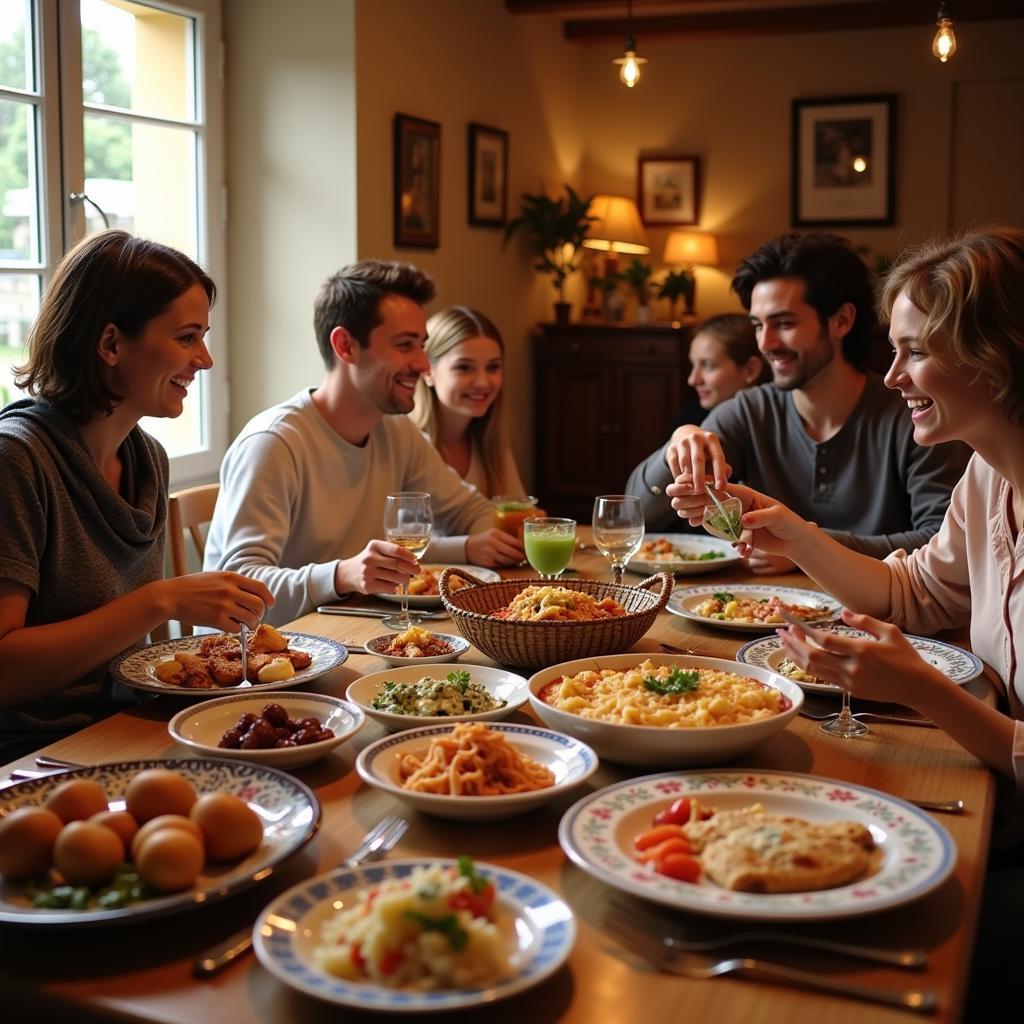 Enjoying a Traditional Spanish Dinner with a Host Family