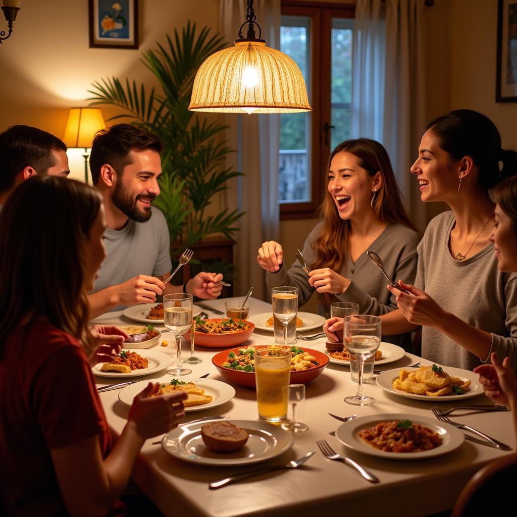 Authentic Spanish Homestay Family Dinner