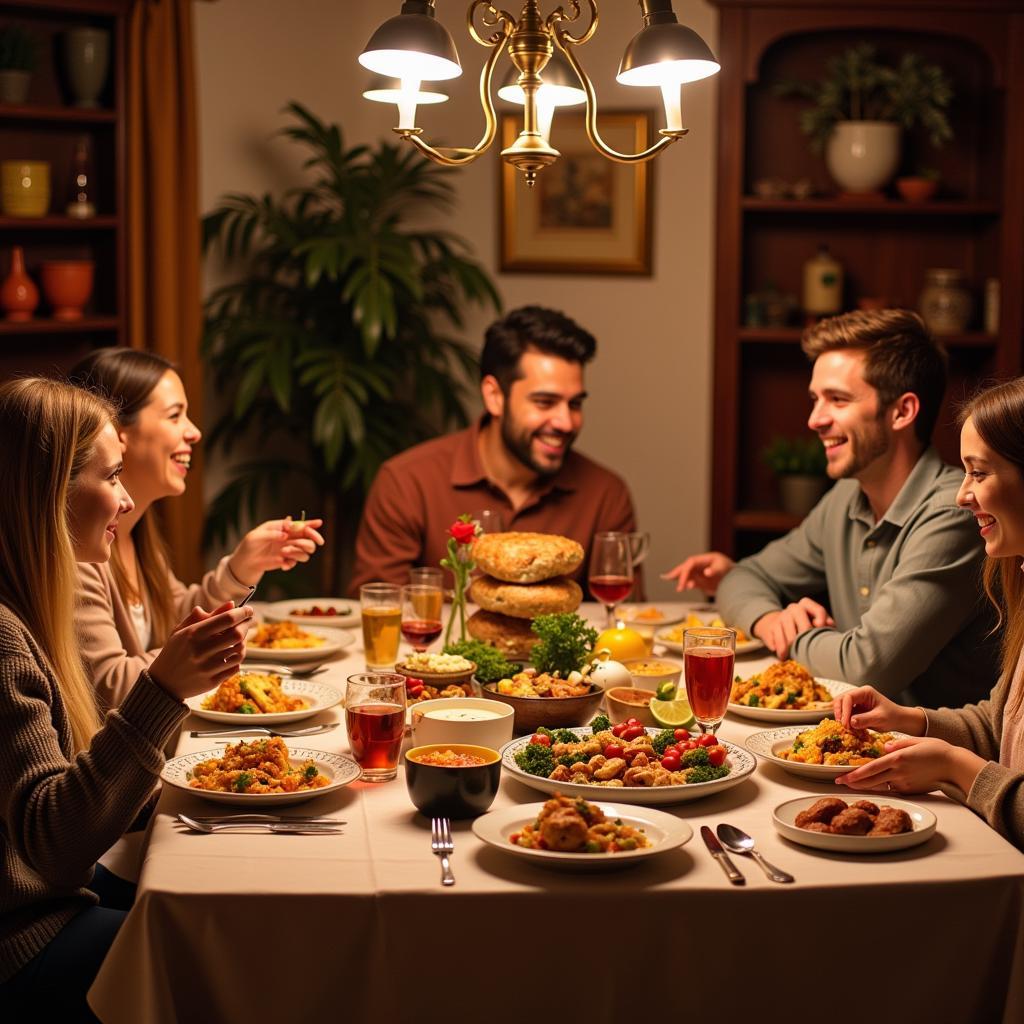 Family dinner in a Spanish homestay