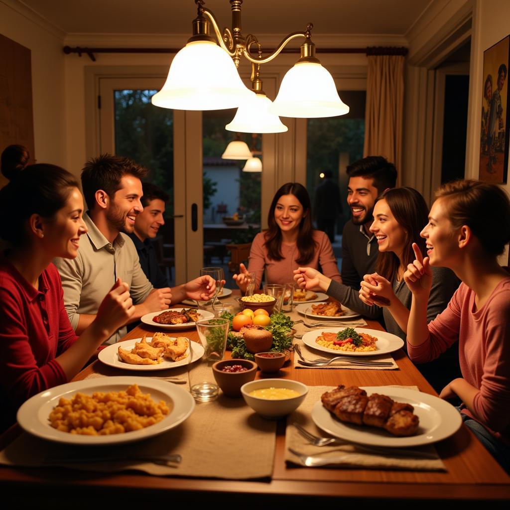 Family Dinner in a Spanish Homestay