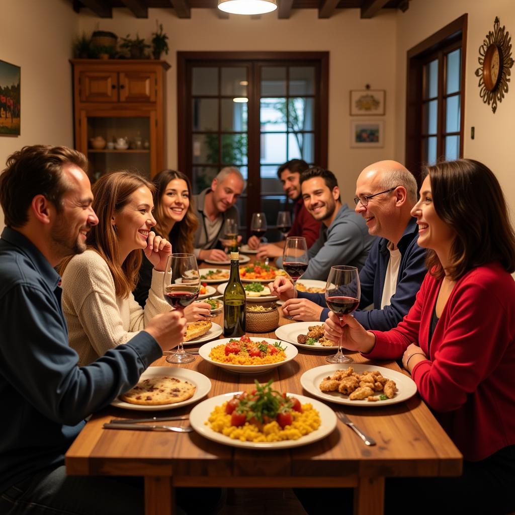 Family Dinner in a Spanish Homestay