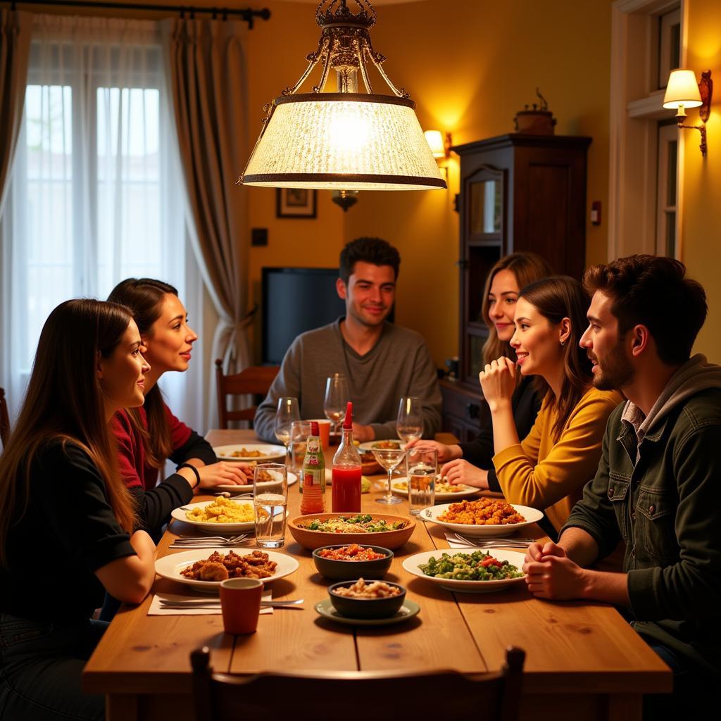 Family dinner at a Spanish Homestay