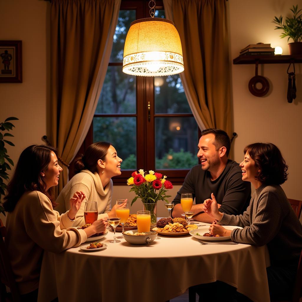 Family dinner in a Spanish homestay