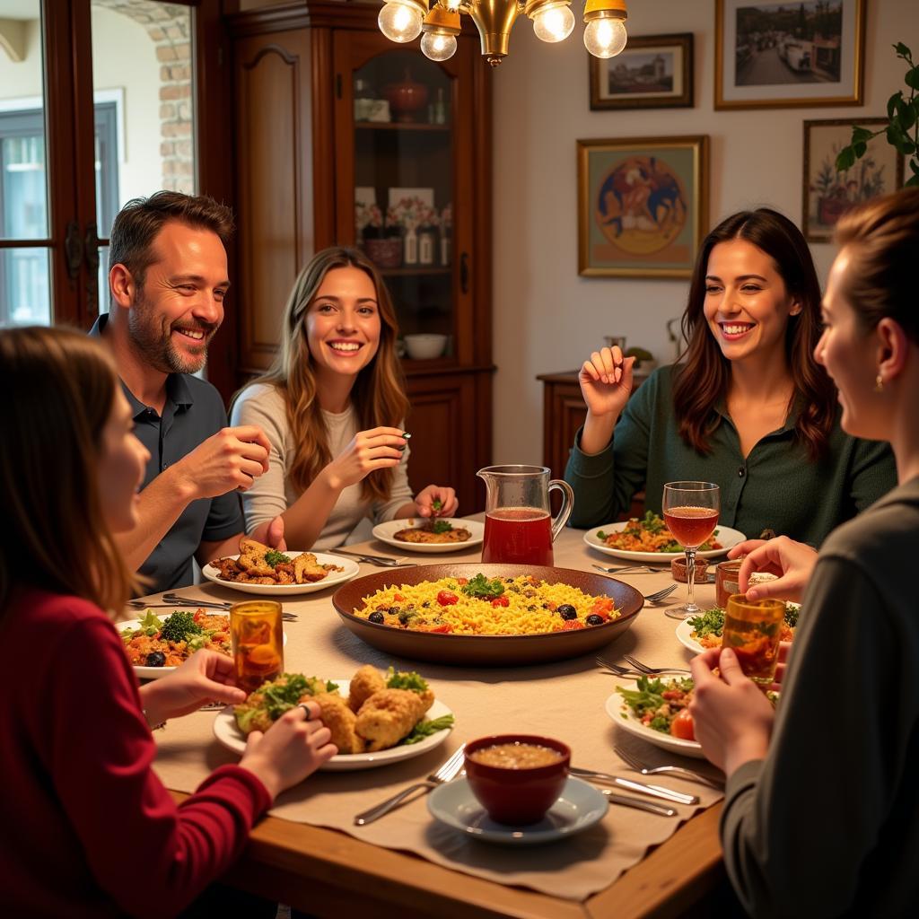 Family dinner at a Spanish homestay