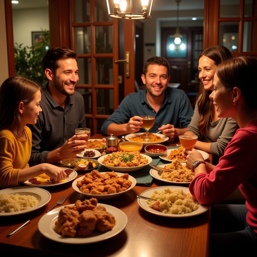 Family dinner in a Spanish homestay