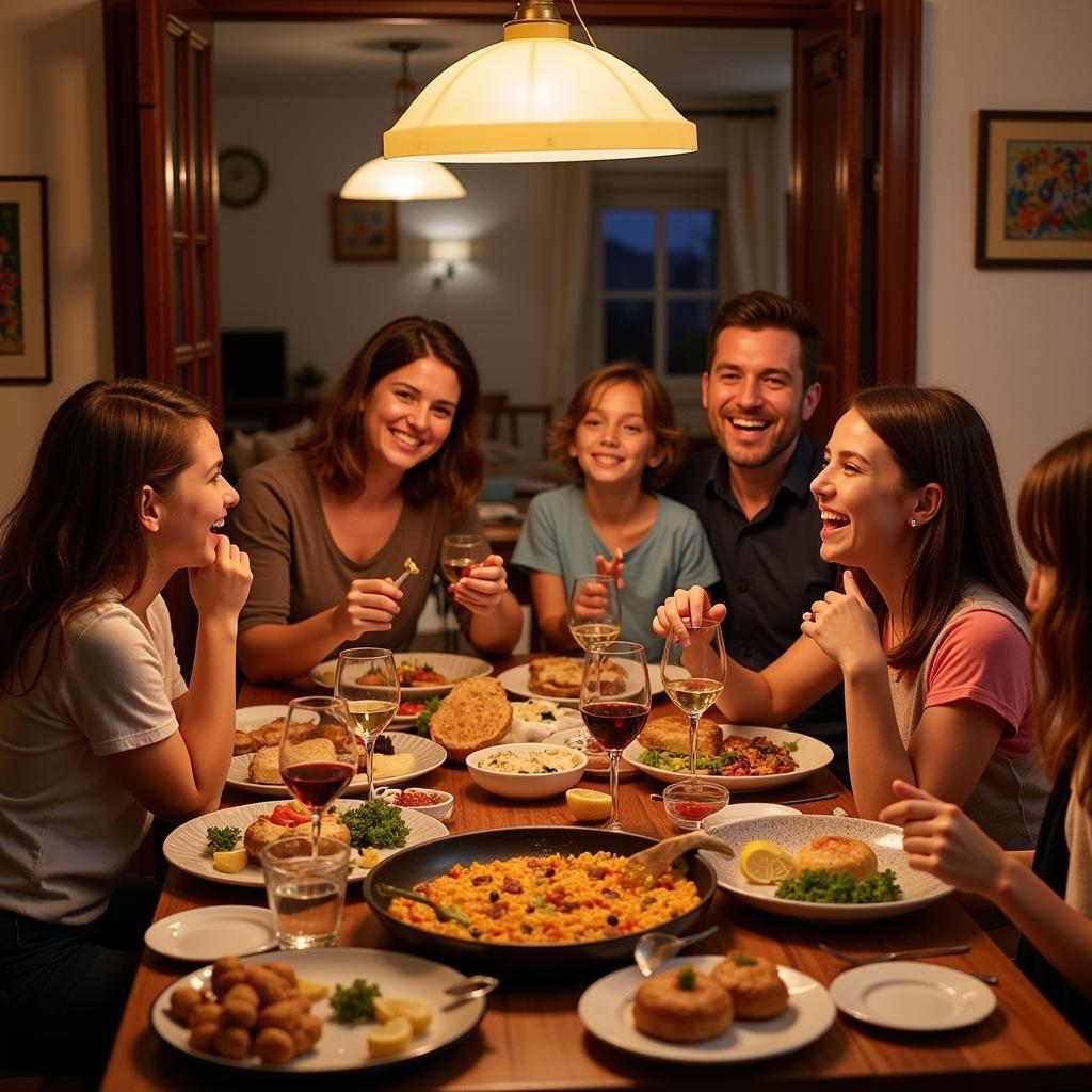 Family dinner at a Spanish Homestay