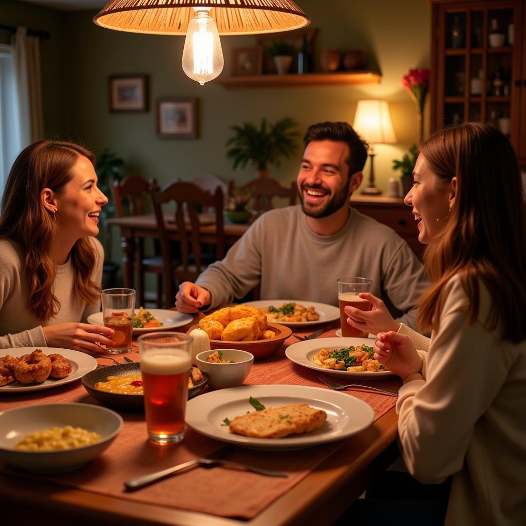 Family dinner in a Spanish homestay