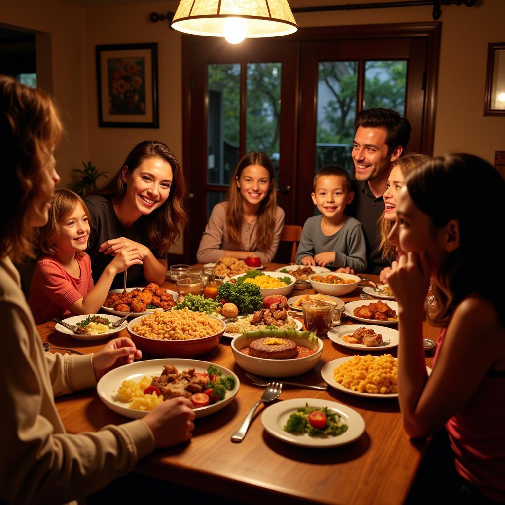 Family Dinner in a Spanish Homestay