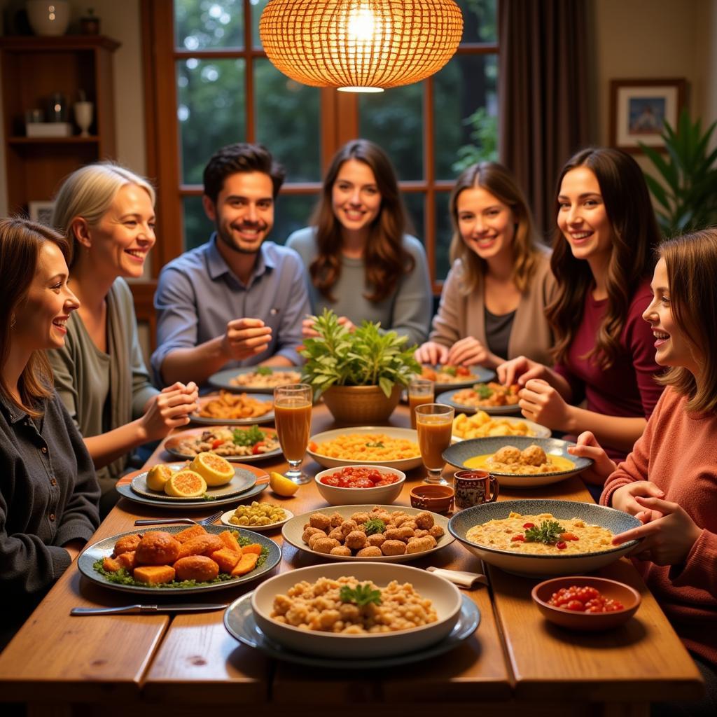 Enjoying a meal with a Spanish host family