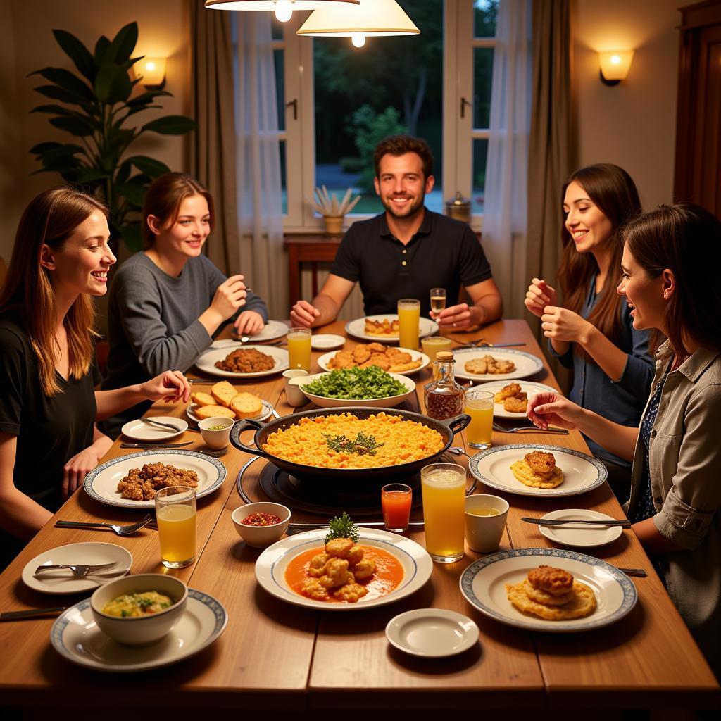 Sharing a meal with a Spanish family