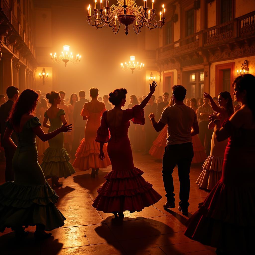 Guests enjoying a vibrant flamenco show with their host family