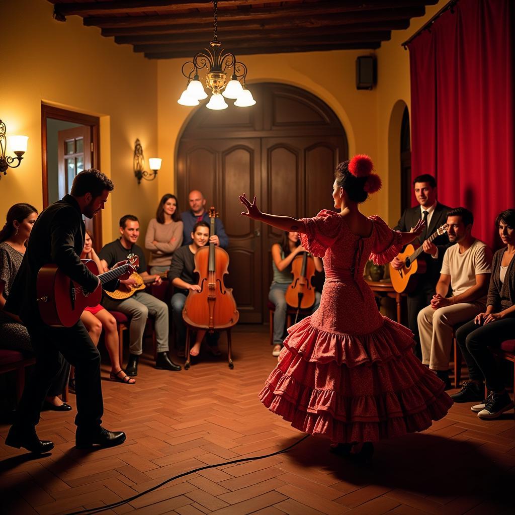 Enjoying a flamenco show with a homestay family