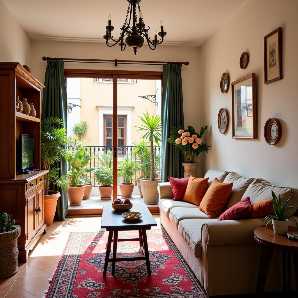 Cozy living room in a Spanish homestay