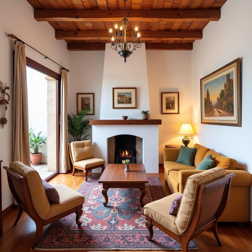 Cozy living room in a Spanish homestay