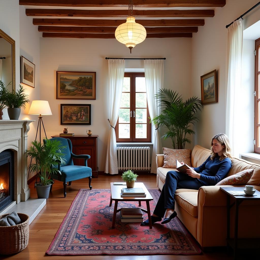 Relaxing in a Comfortable Spanish Homestay Living Room