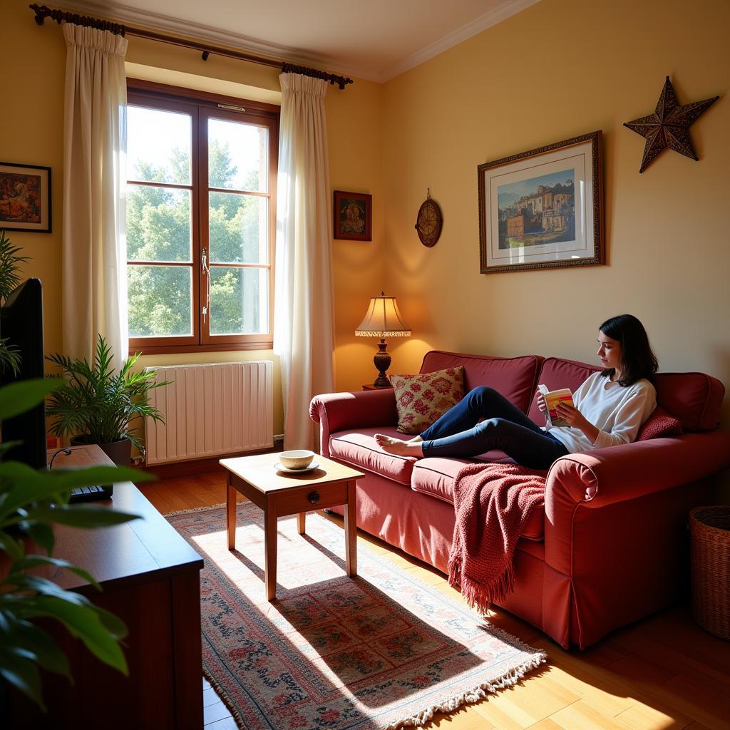 Relaxing in a Spanish Homestay Living Room