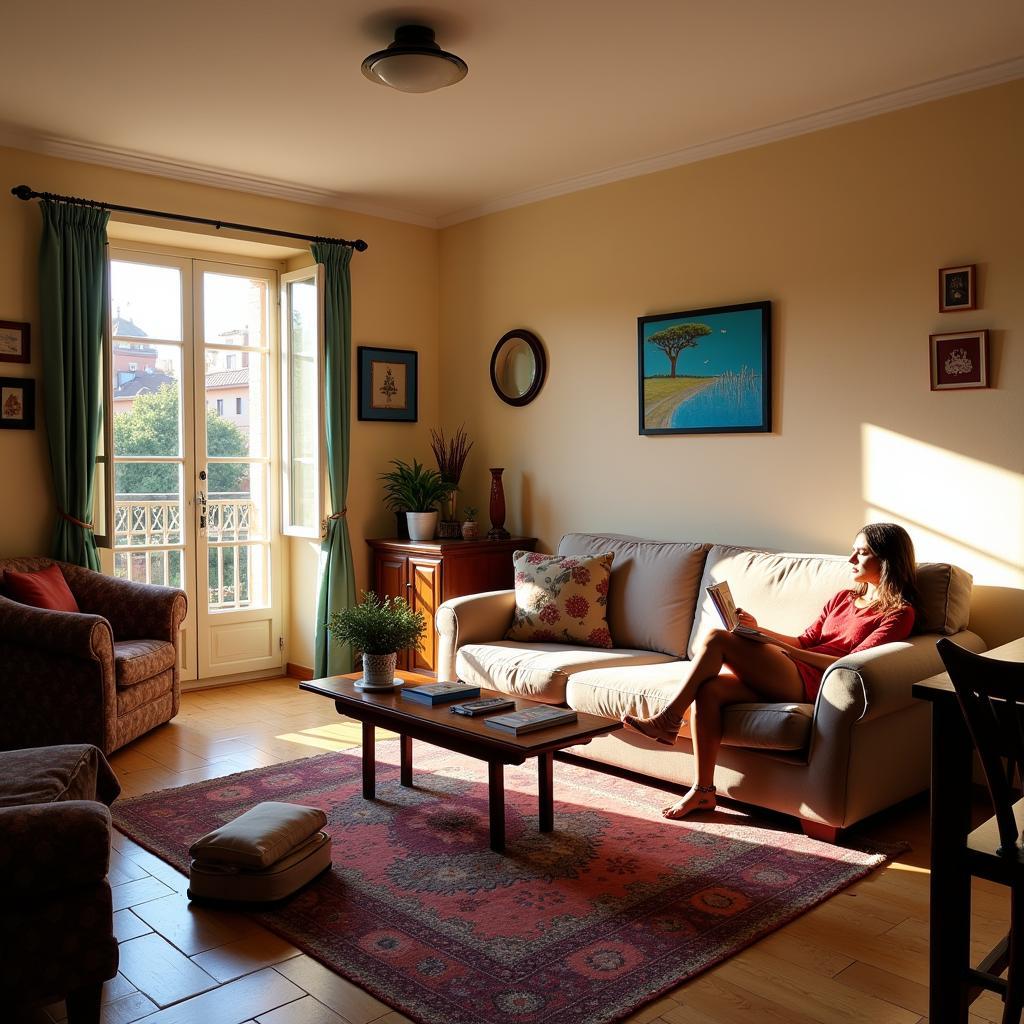 Relaxing in a Spanish homestay living room